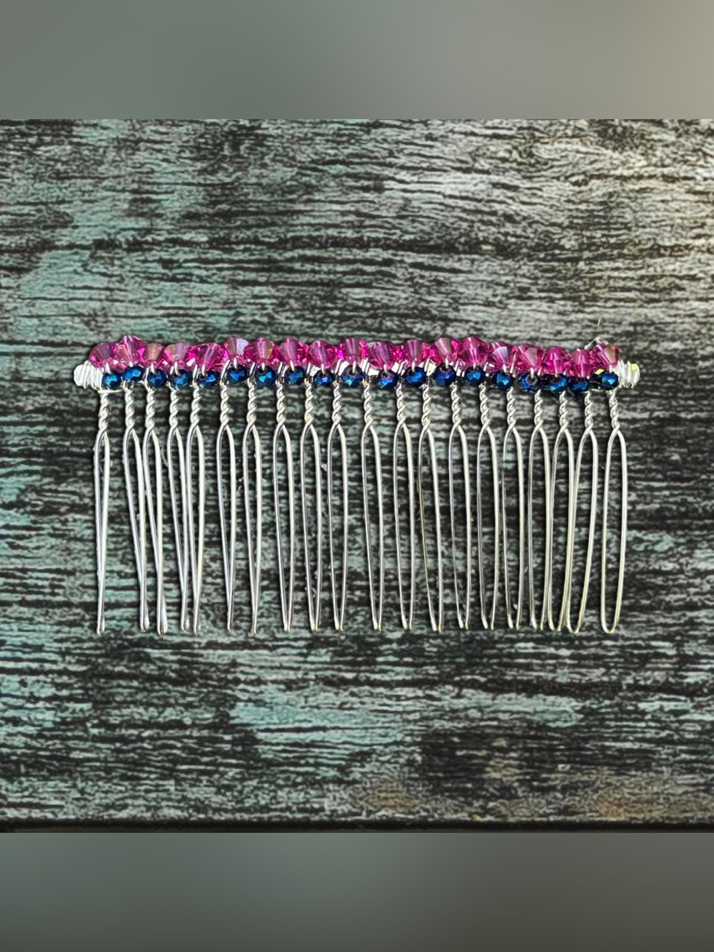 Handmade Pink Swarovski Hair Comb